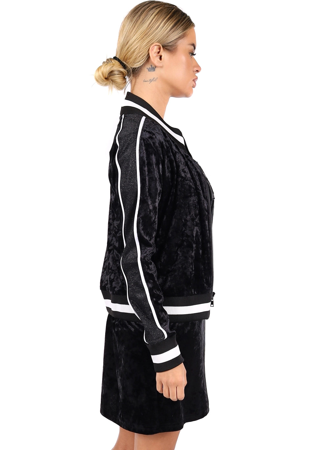 Women’s Queens Velour Bomber & Dress Set Black