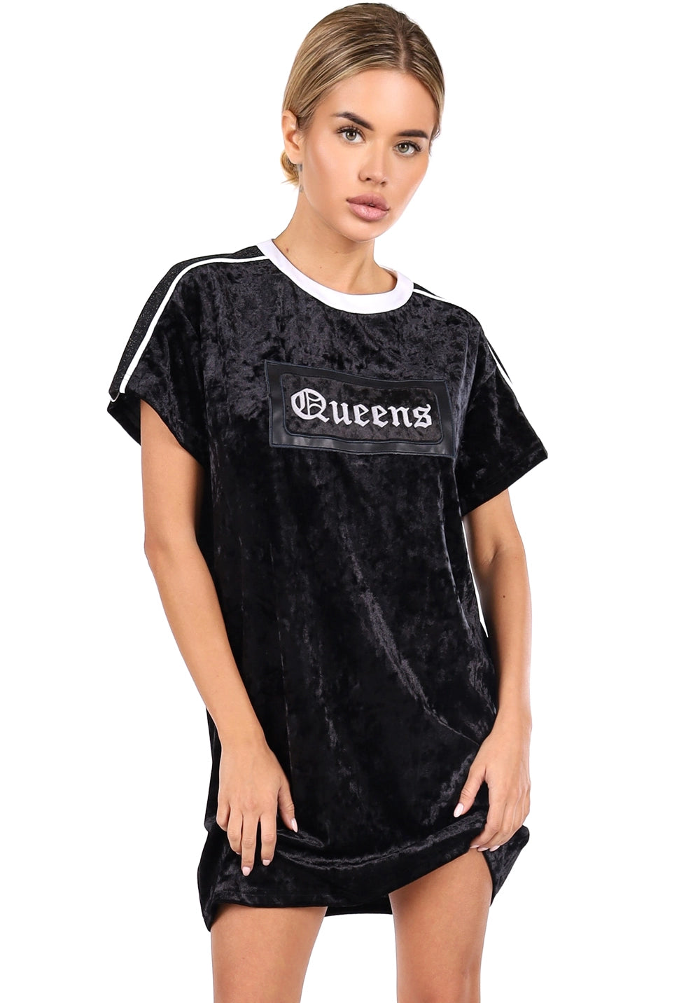 Women’s Queens Velour Bomber & Dress Set Black