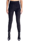 WOMEN’S RIBBED SUEDE LEGGINGS QUILTED — BLACK