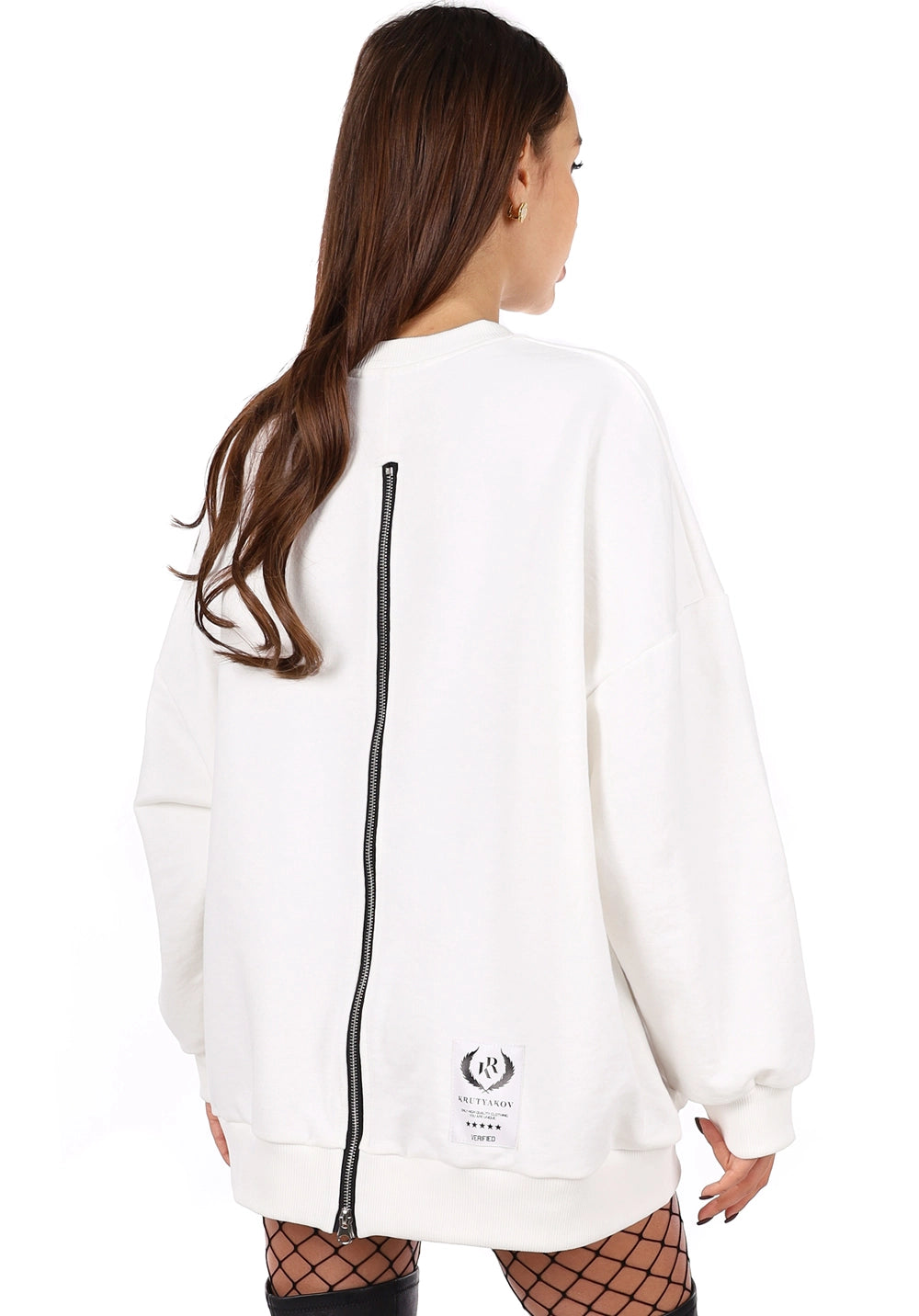 WOMEN’S OVERSIZE SWEATSHIRT REBEL WOLF — WHITE