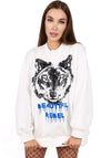 WOMEN’S OVERSIZE SWEATSHIRT REBEL WOLF — WHITE