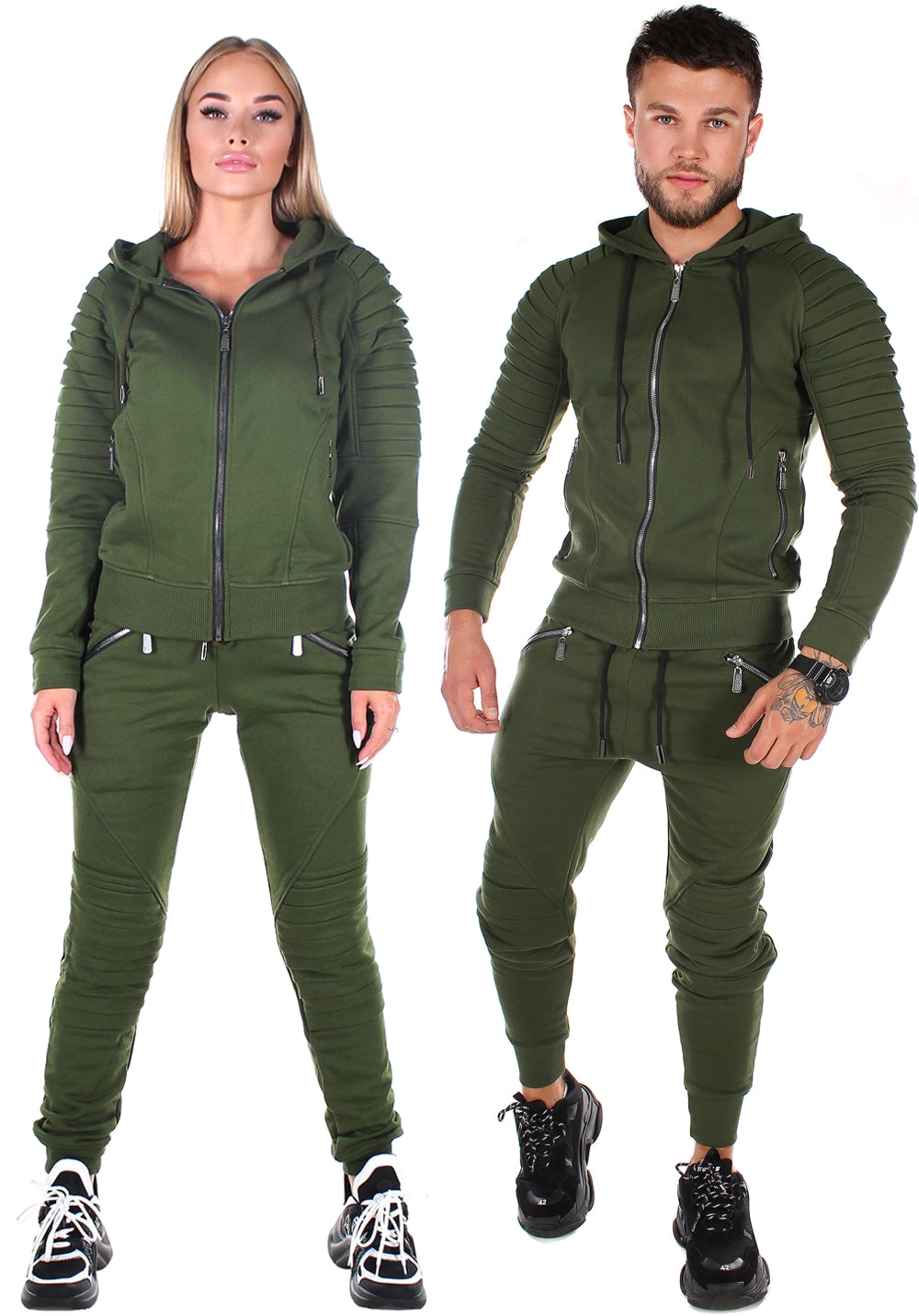 Couple Knit Tracksuits Relief – Khaki