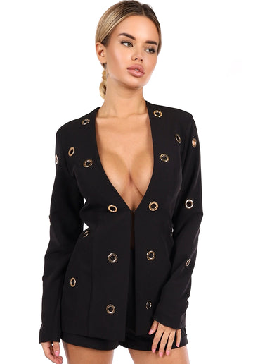 Women’s Blazer Shorts Suit Rings Gold Black