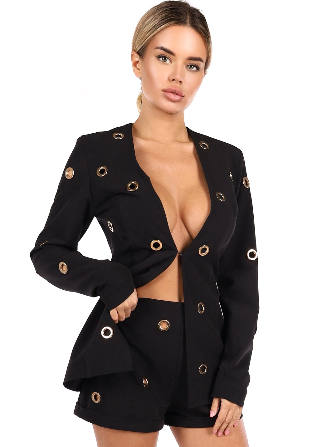 Women’s Blazer Shorts Suit Rings Gold Black