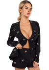Women’s Blazer Shorts Suit Rings Silver Black
