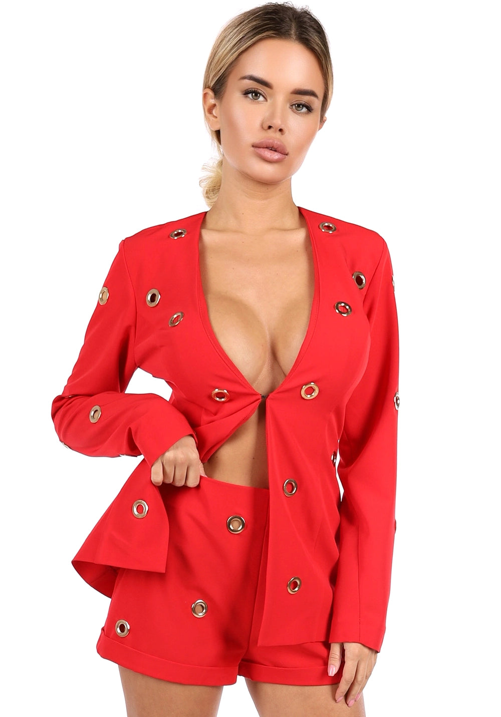 Women’s Blazer Shorts Suit Rings Red
