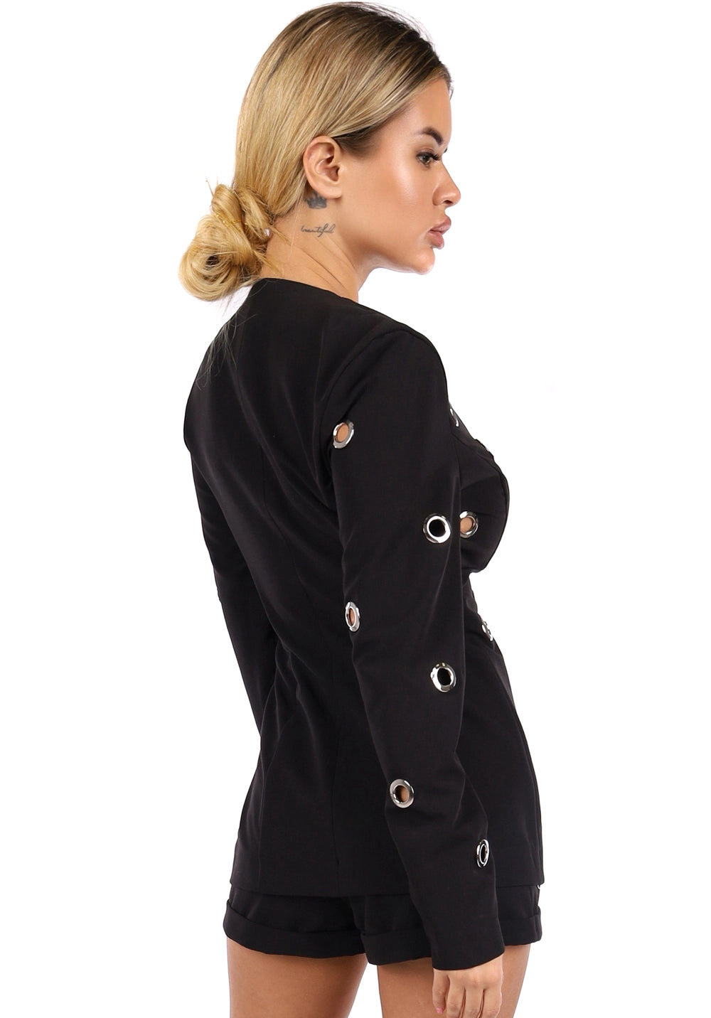 Women’s Blazer Shorts Suit Rings Silver Black