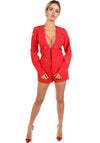 Women’s Blazer Shorts Suit Rings Red