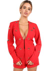 Women’s Blazer Shorts Suit Rings Red