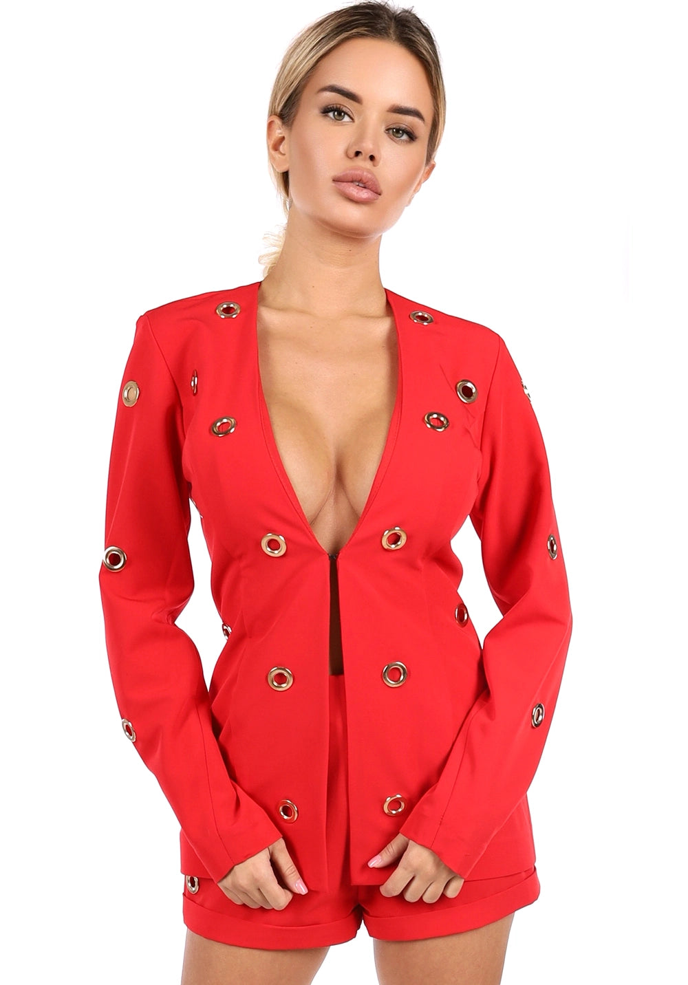 Women’s Blazer Shorts Suit Rings Red