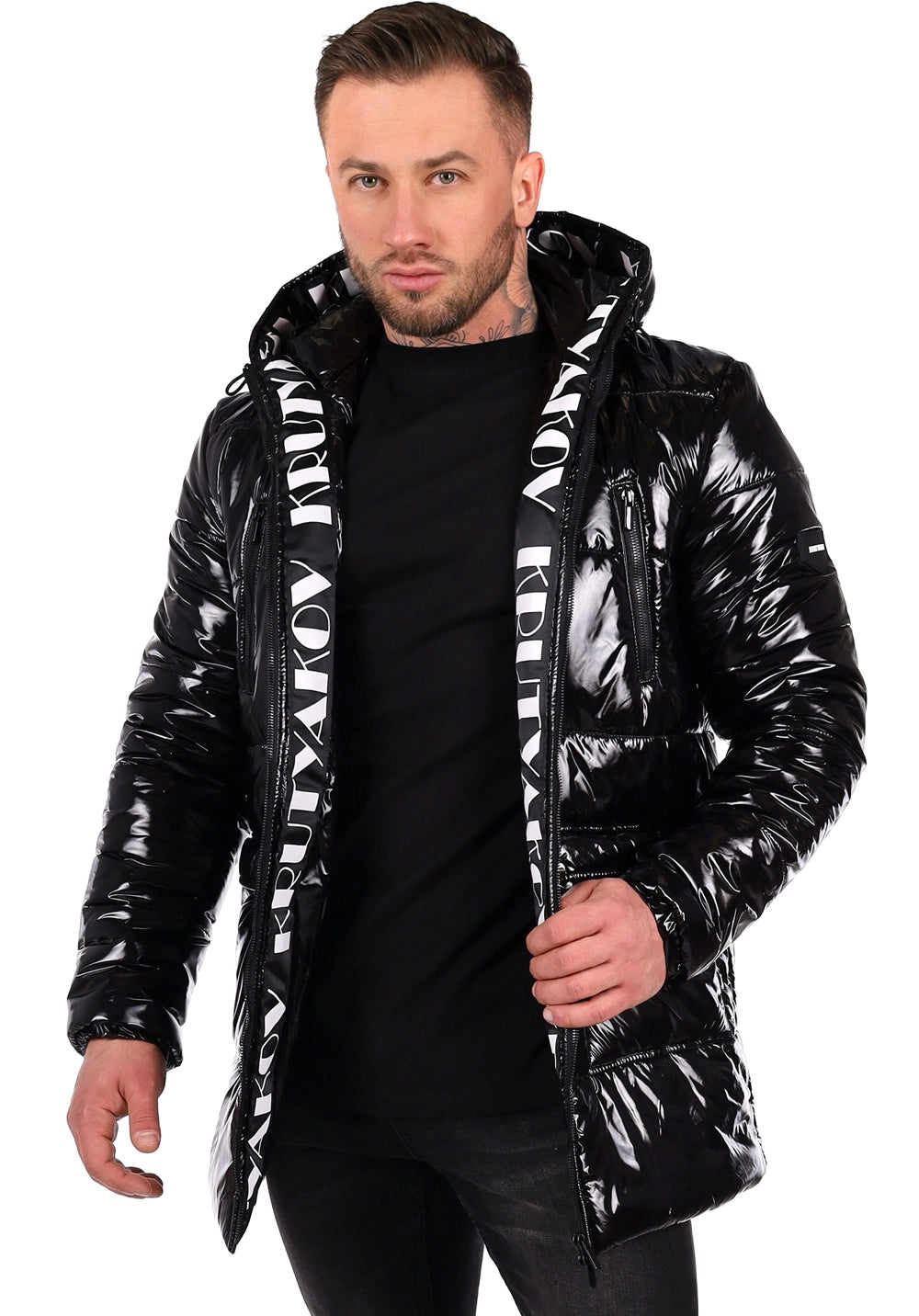 Men’s Winter Jacket Sandy — Black Glossy (PVC)