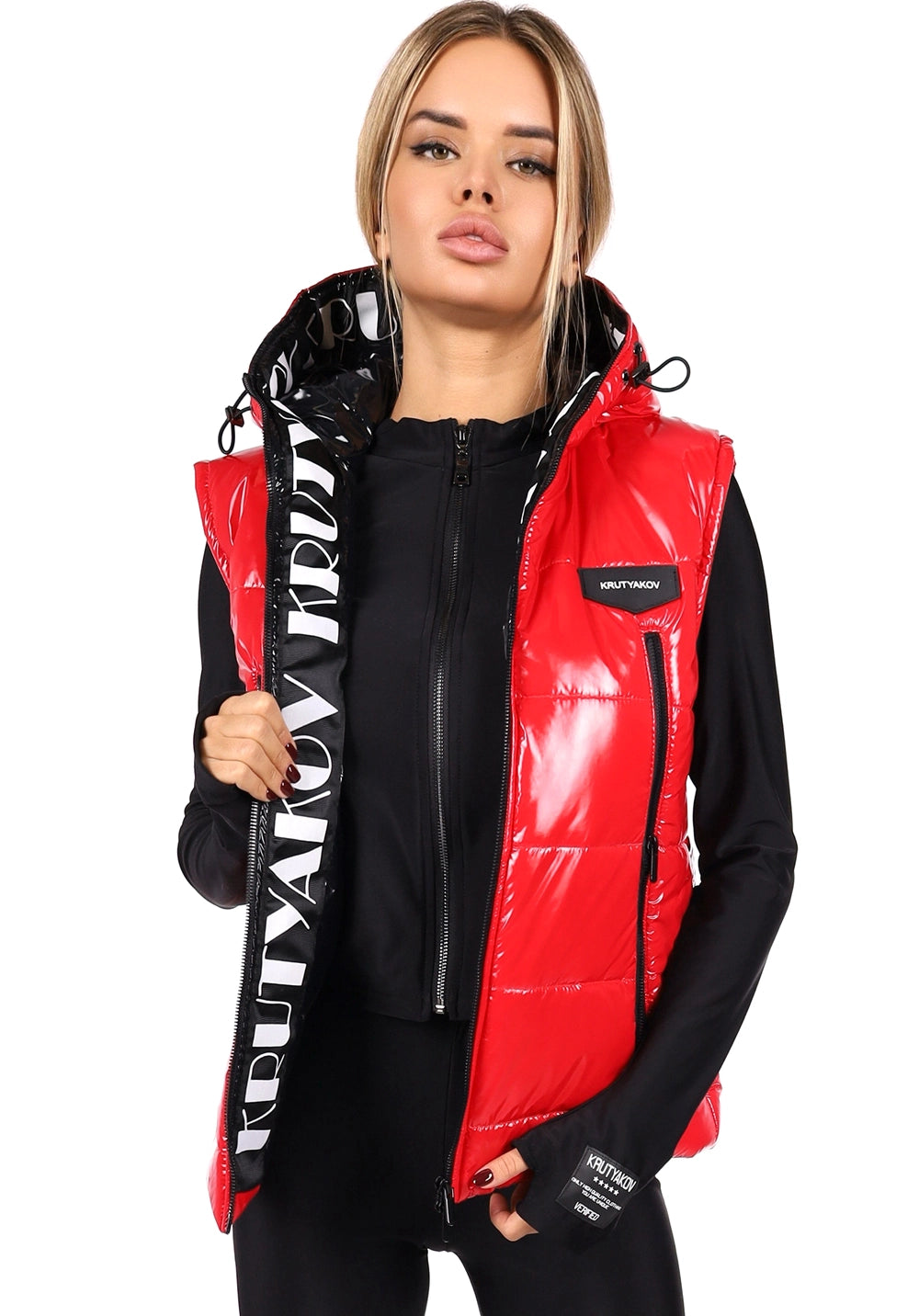 Women’s Shiny Puffer Vest Sandy Red