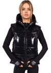 Women’s Shiny Puffer Vest Sandy Black