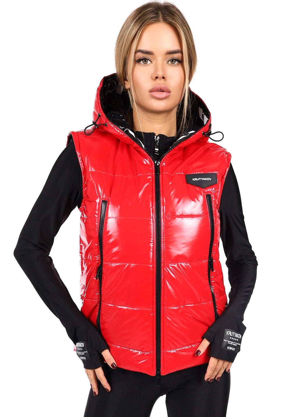Women’s Shiny Puffer Vest Sandy Red