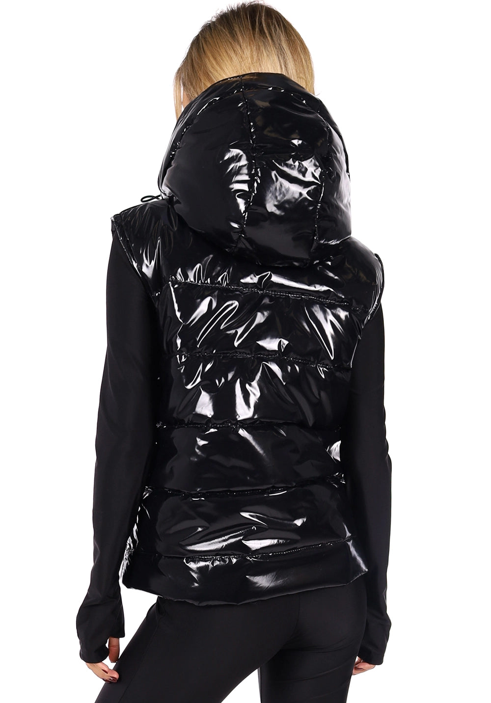 Women’s Shiny Puffer Vest Sandy Black