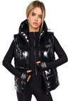 Women’s Shiny Puffer Vest Sandy Black