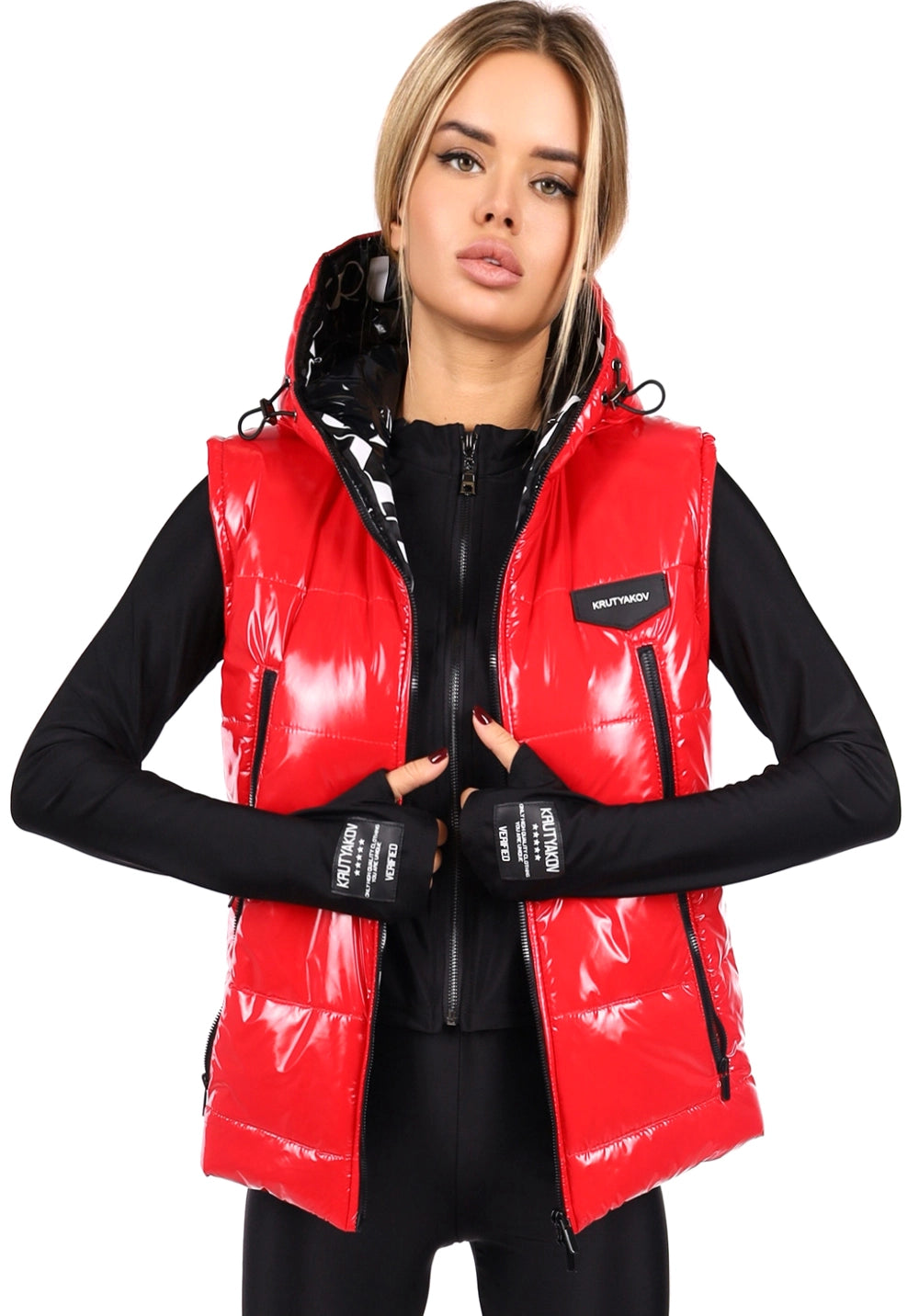 Women’s Shiny Puffer Vest Sandy Red