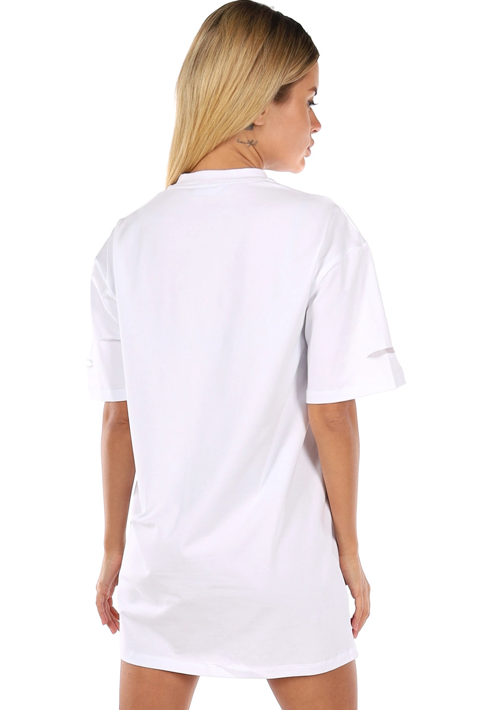 Women’s Distressed Oversize T-Shirt Dress Super Star White