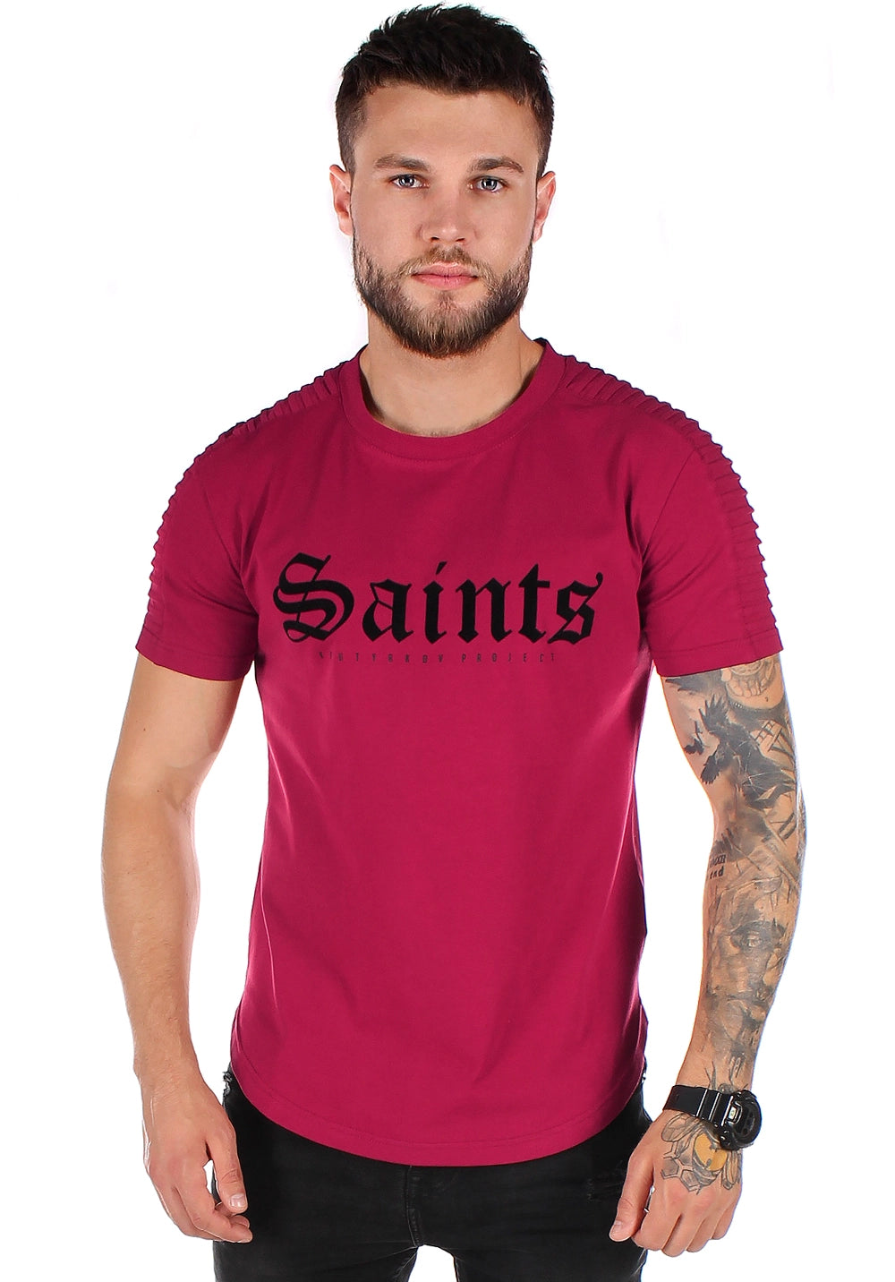 Men’s T-Shirt Saints Quilted — Burgundy
