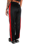 Women’s Snap-Side Trousers Unbutton Black-Red