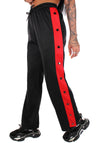 Women’s Snap-Side Trousers Unbutton Black-Red