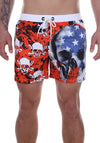 Men’s Swimshorts American Flag Skulls – Red