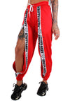 Women’s Front Snap Track Joggers Strip Diamonds — Red
