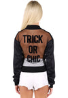 Women’s Bomber Trick or Chic Black Mesh Back