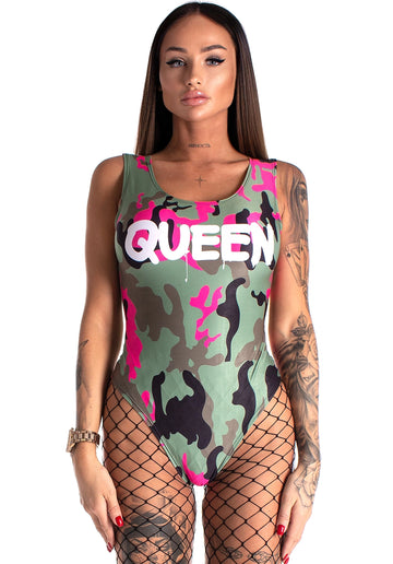 Women’s Bodysuit Queen Vale Camo Pink