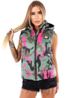 Women’s Camouflage Puffer Vest Vale Classic Pink Camo