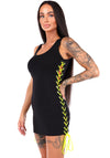 Women’s Lace-Up Dress Verudela Black & Neon Green