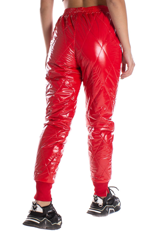 Women’s Shiny PVC Joggers Warm Red