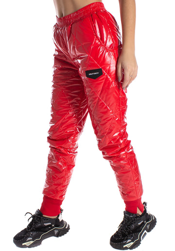 Women’s Shiny PVC Joggers Warm Red