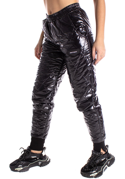 Women’s Shiny PVC Joggers Warm Black