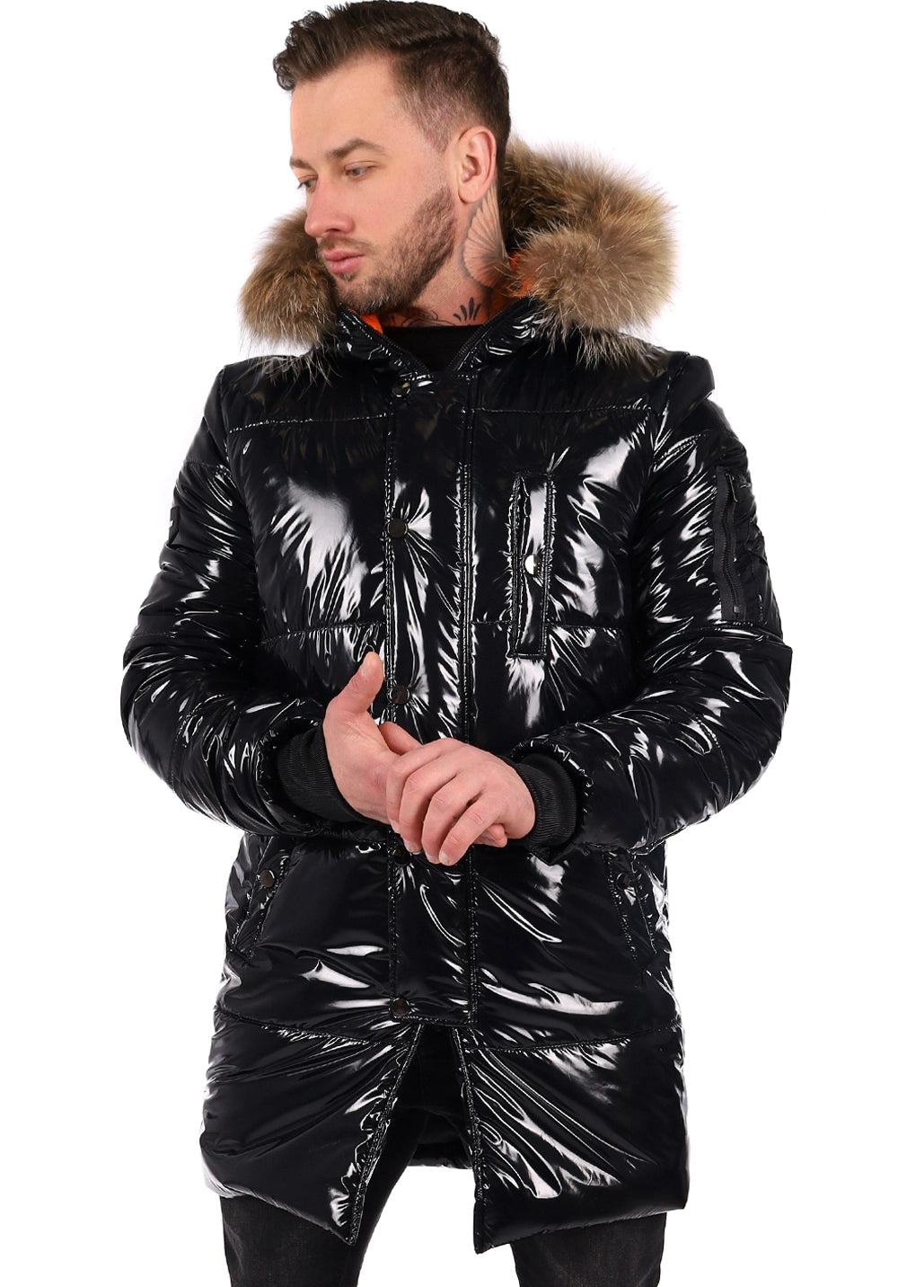 Men’s Winter Jacket Gloss — Black Glossy (PVC)