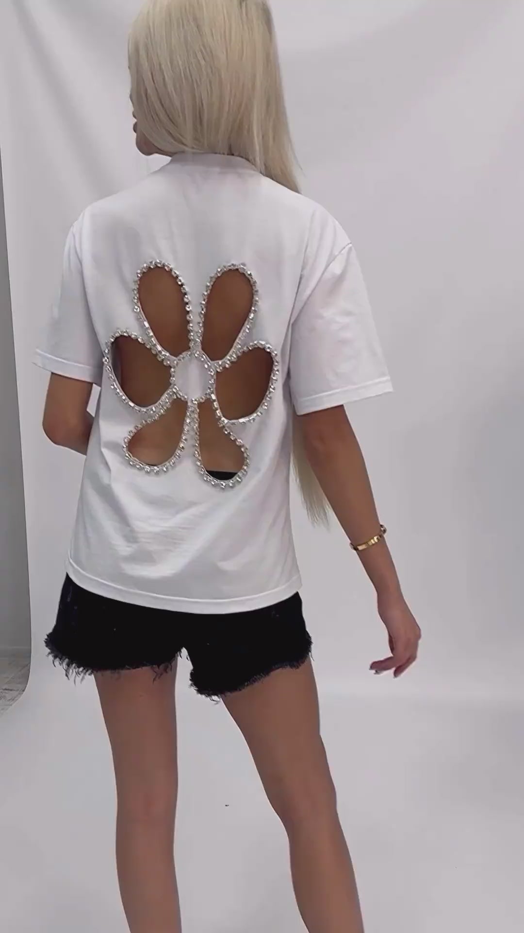 Women’s T-Shirt Kvitka Crystal-Embellished White