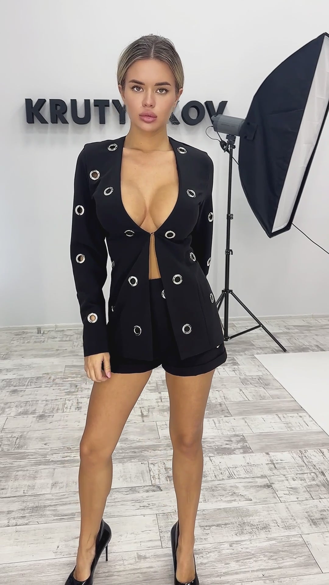 Women’s Blazer Shorts Suit Rings Silver Black