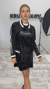 Women’s Queens Velour Bomber & Dress Set Black