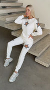 Women’s Beaded Tracksuit – Stars White