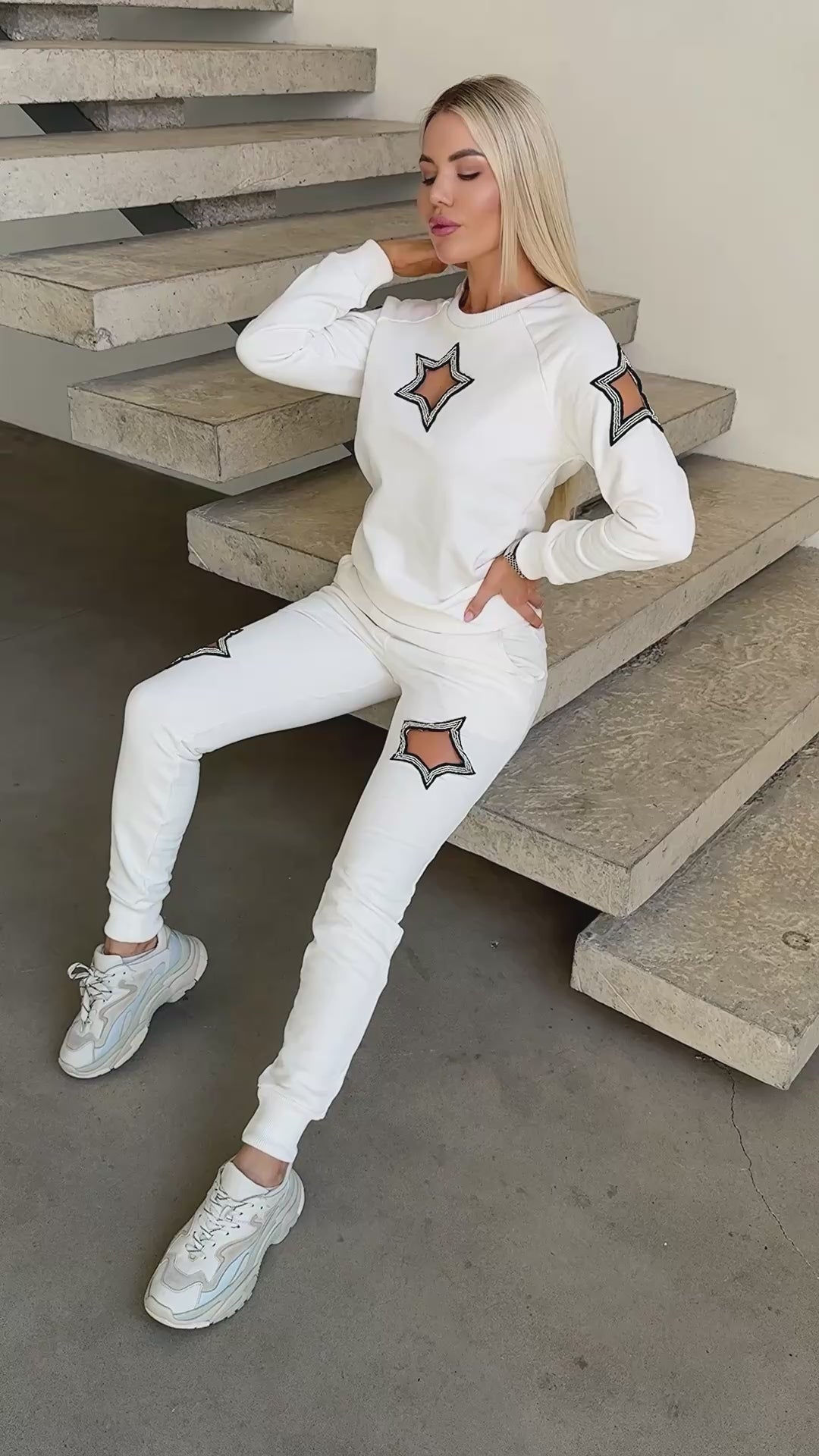 Women’s Beaded Tracksuit – Stars White