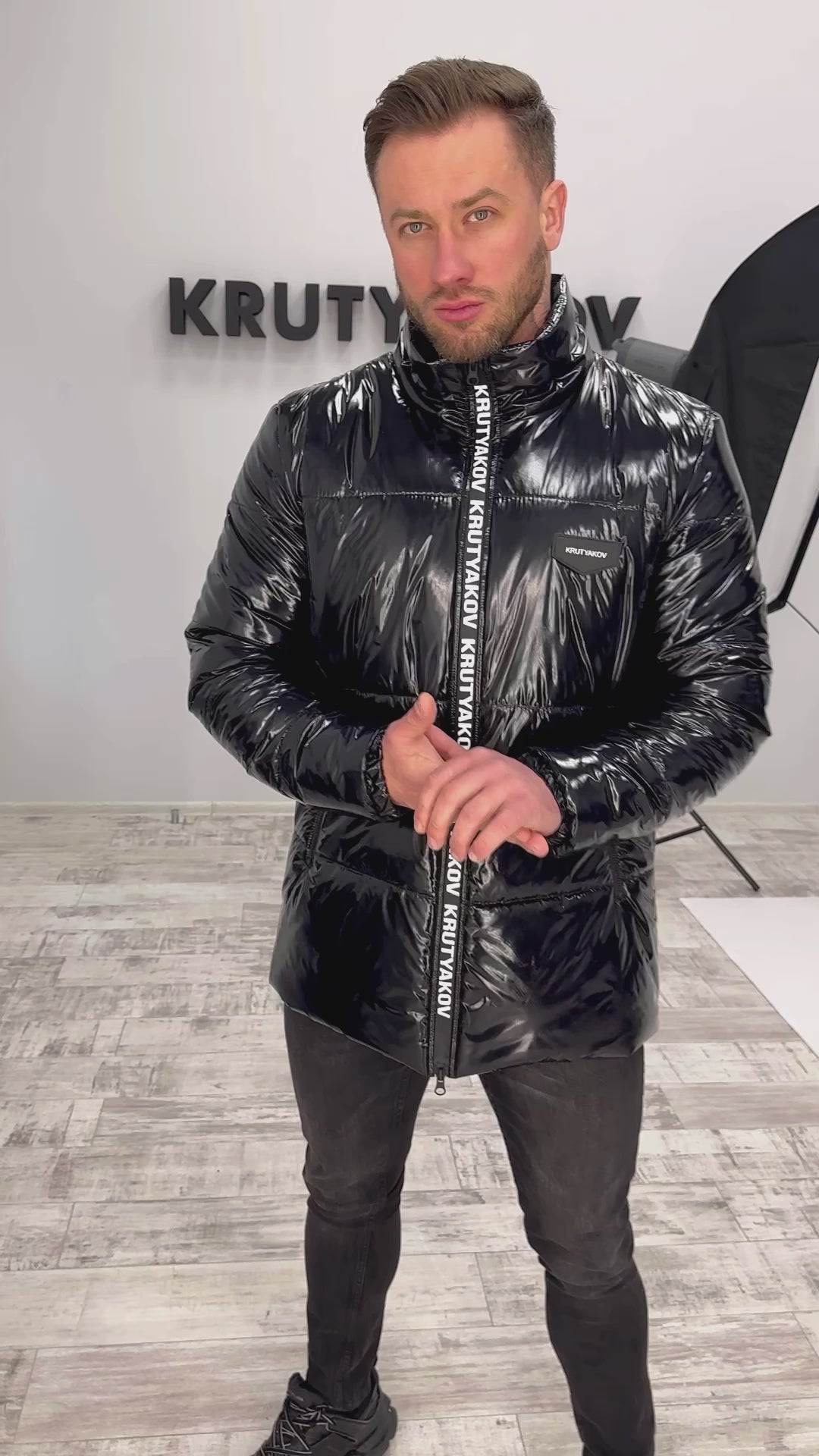 Men’s Winter Shiny Jacket Primo — Black