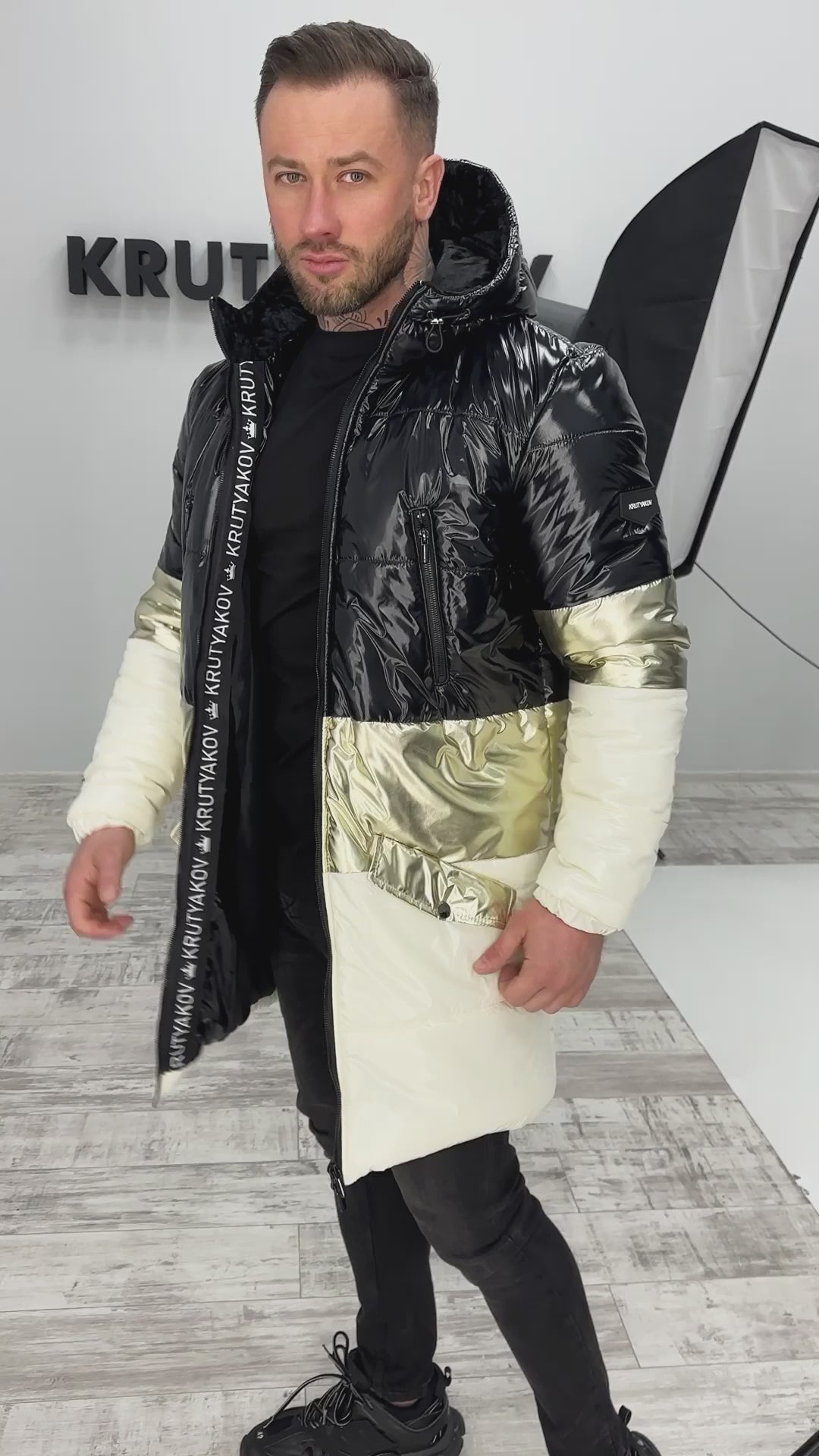 Men’s Winter Jacket Dendy — Black/White/Gold