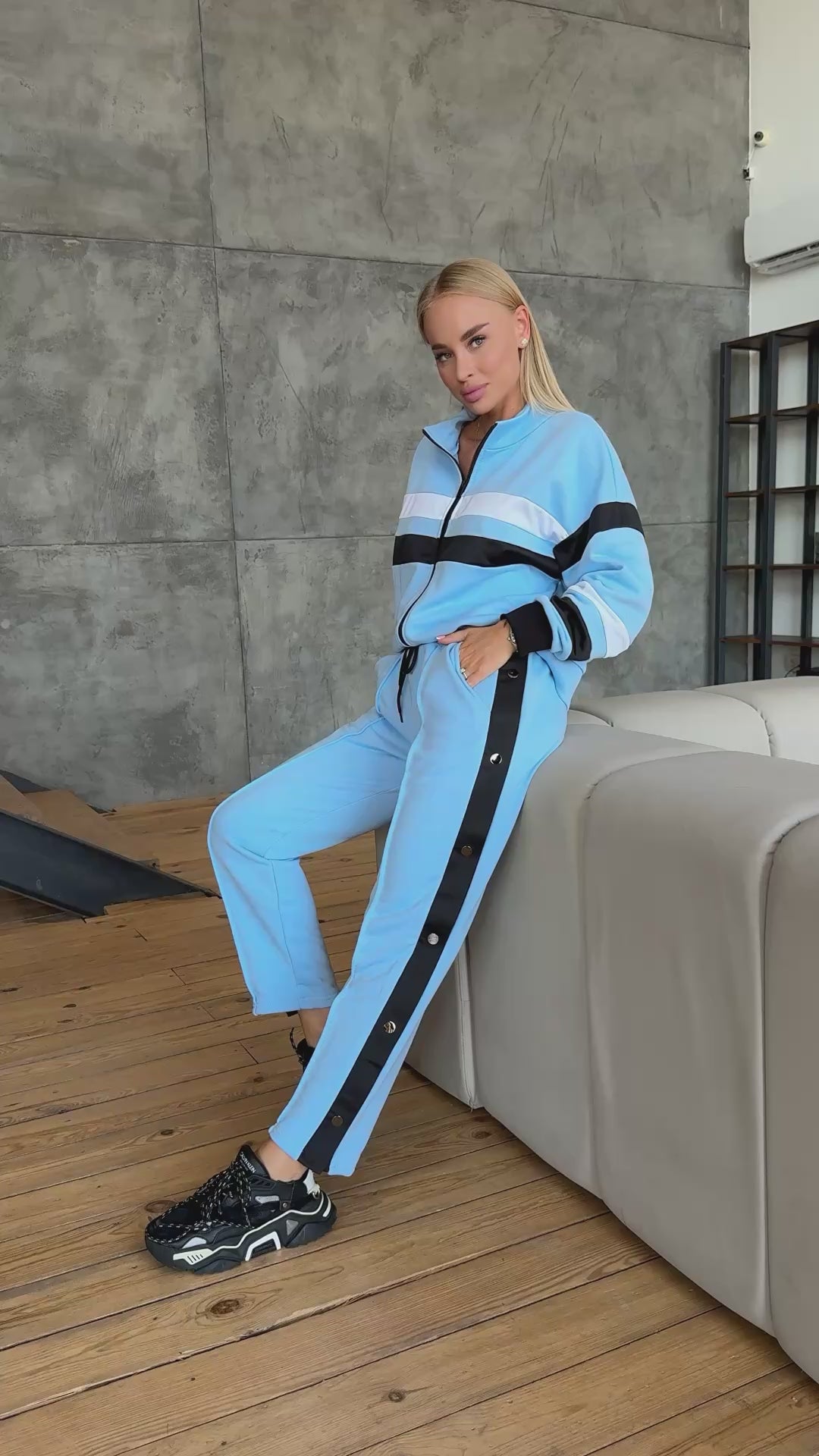 Women’s Knit Tracksuit Blue – Kaily
