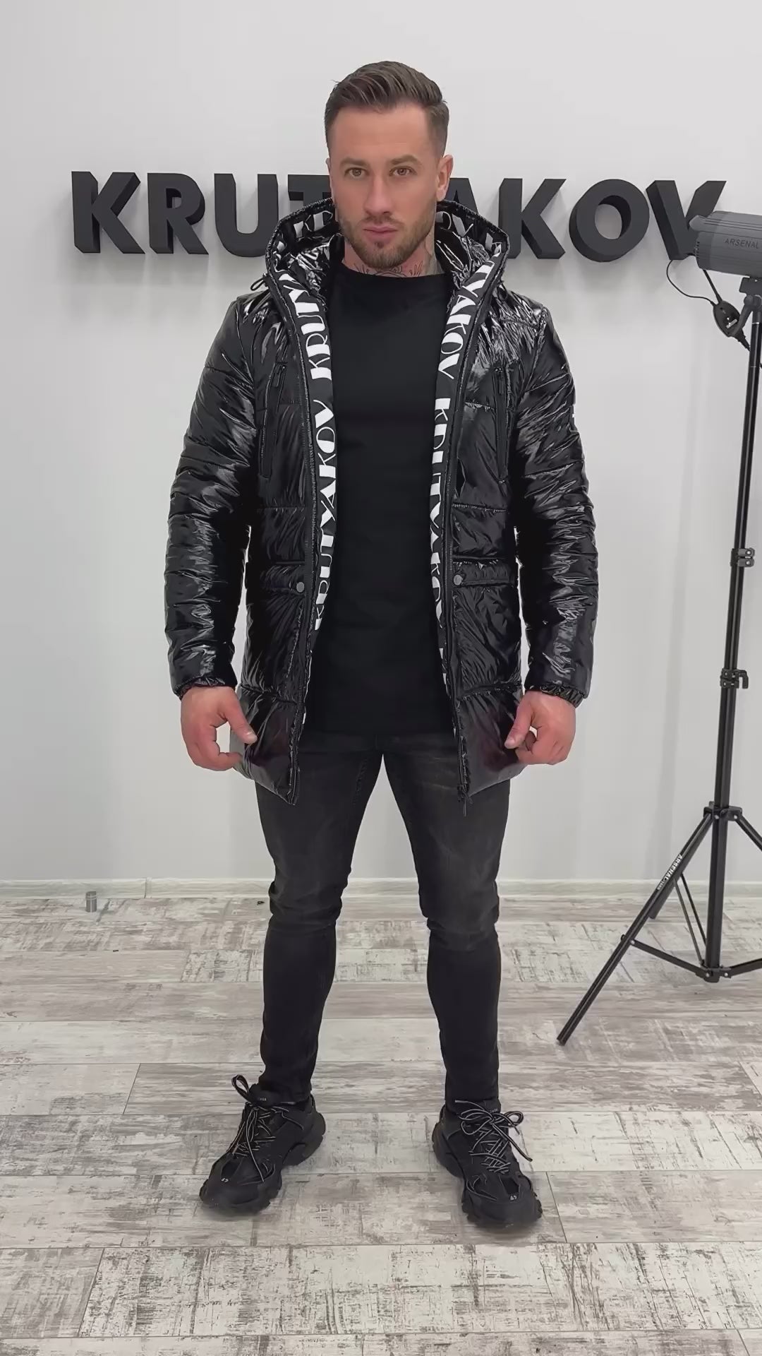 Men’s Winter Jacket Sandy — Black Glossy (PVC)