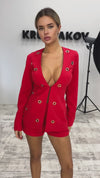 Women’s Blazer Shorts Suit Rings Red