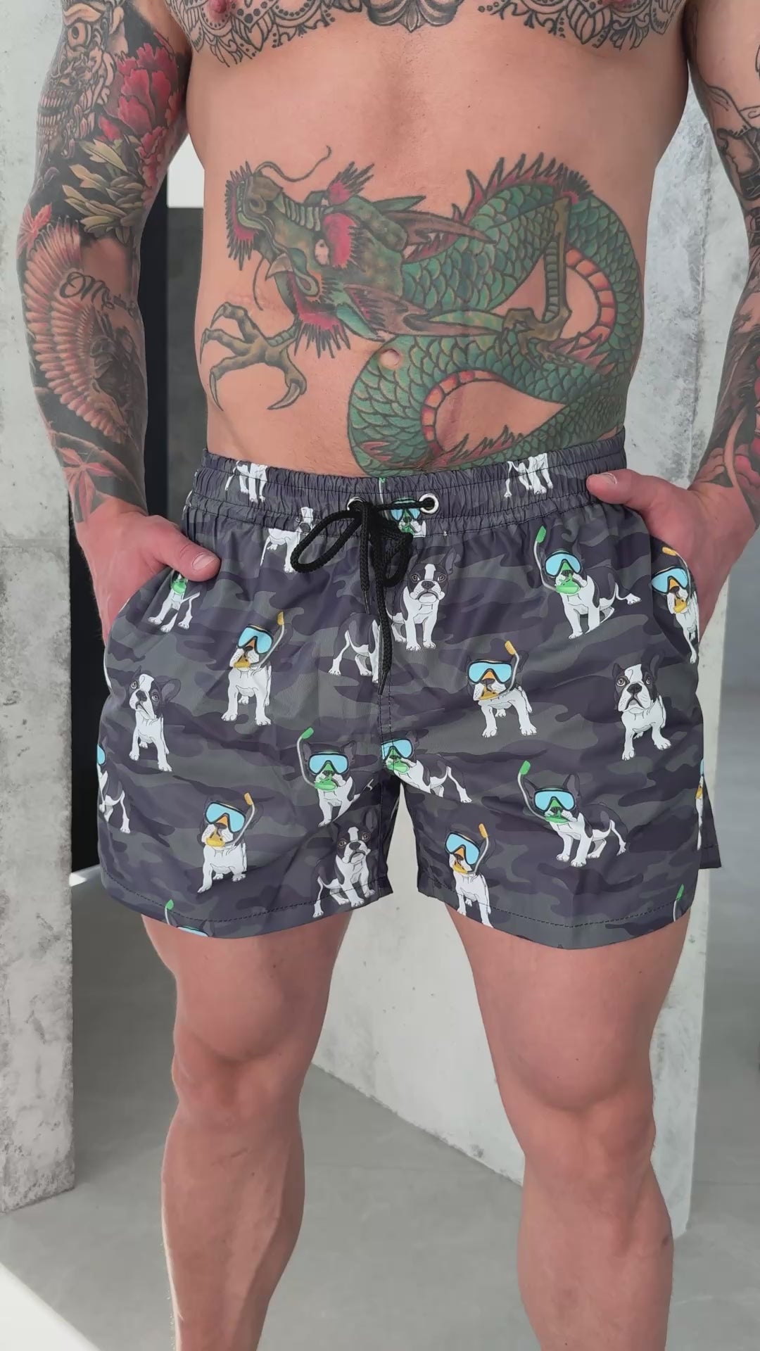 Men’s Swimshorts Scuba Dogs – Grey Camo
