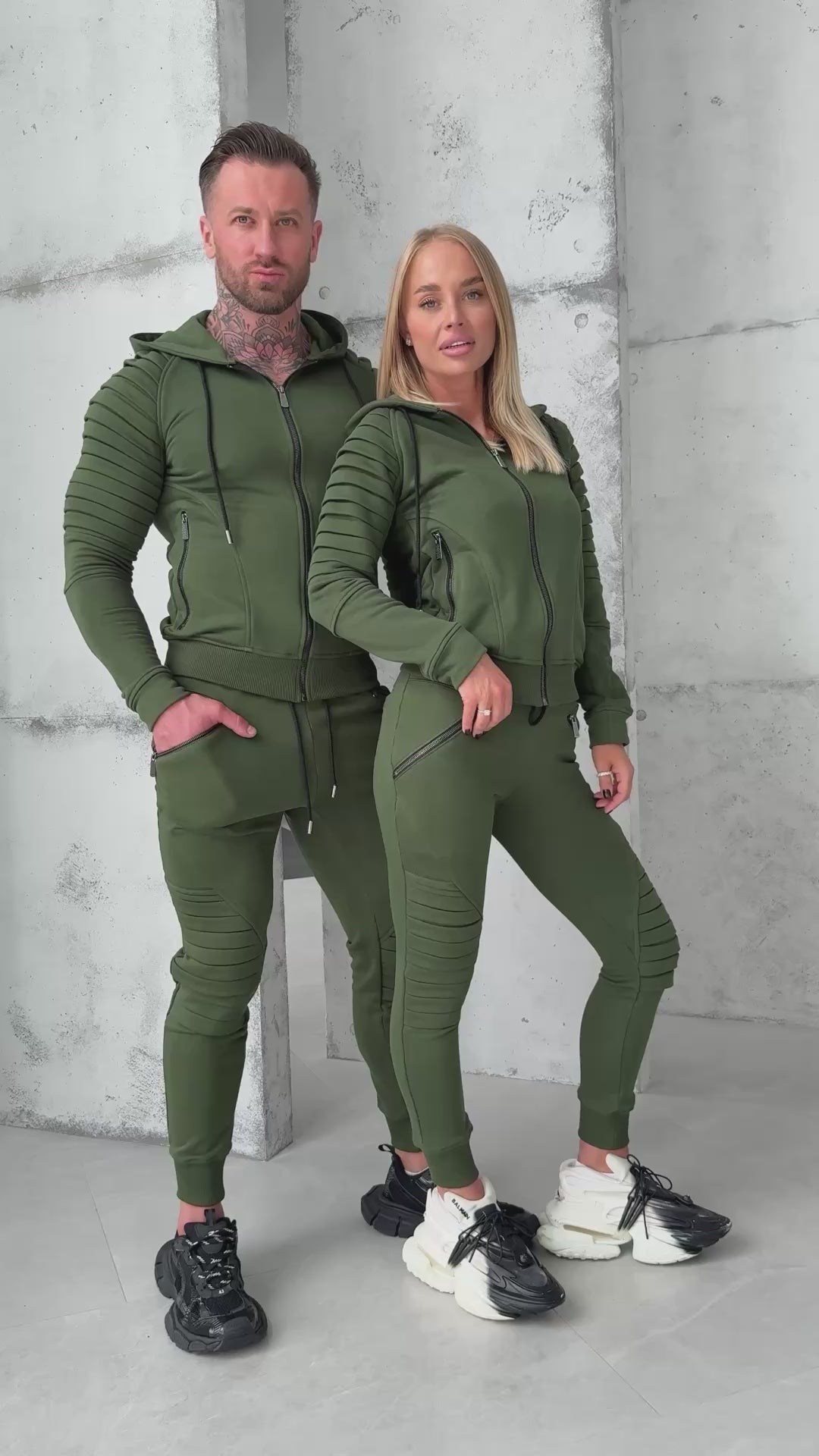 Couple Knit Tracksuits Relief – Khaki