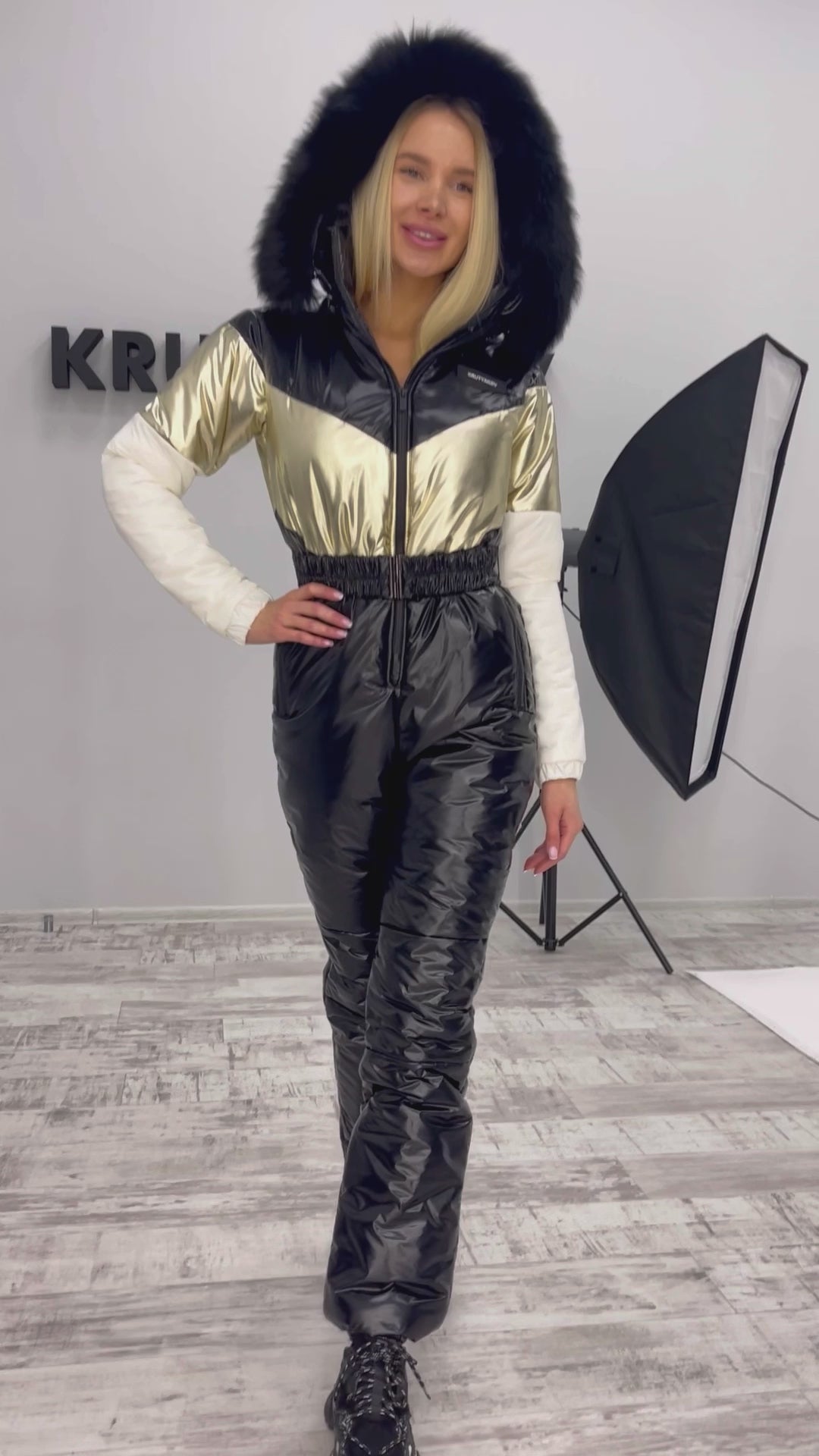 Women’s One Piece Ski Suit – Winter Snow Suit Dendy Gold