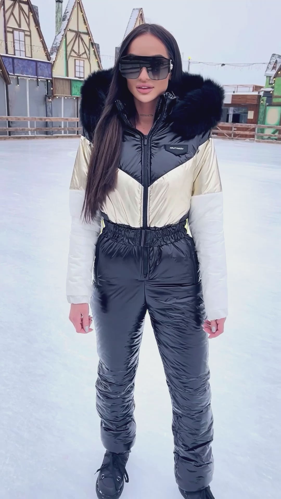 Women’s One Piece Ski Suit – Winter Snow Suit Dendy Gold