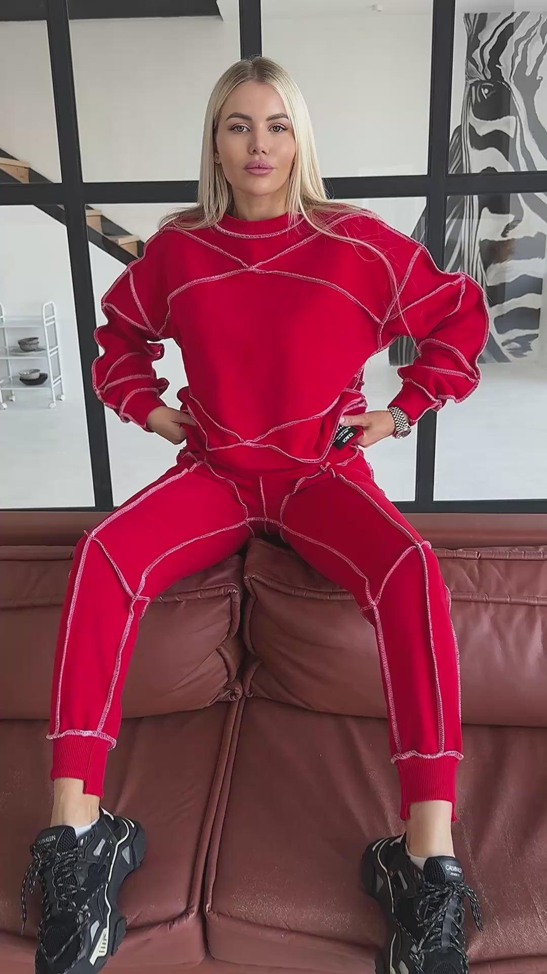 Women’s Reverse Seam Tracksuit – Inva Red